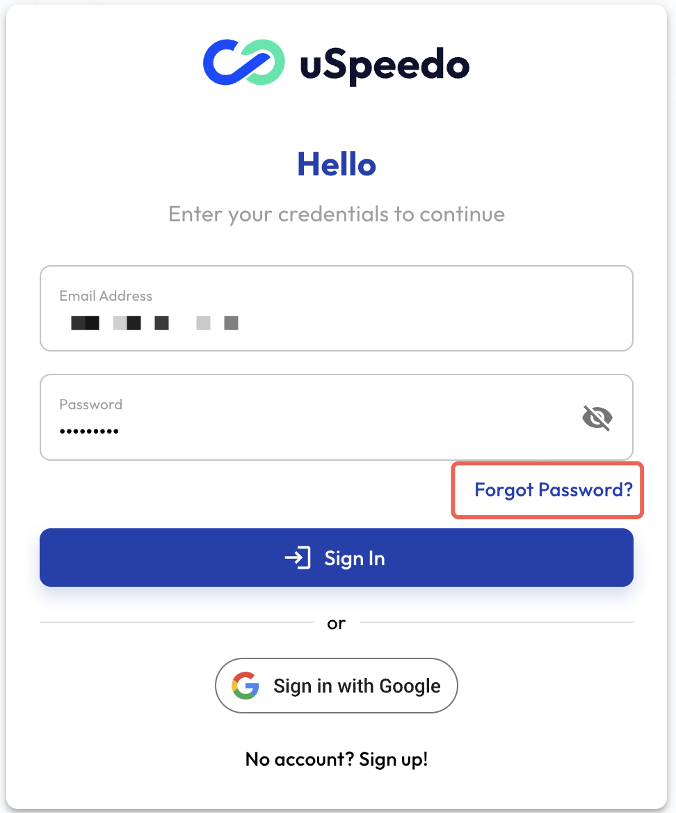 Password Reset Step 1