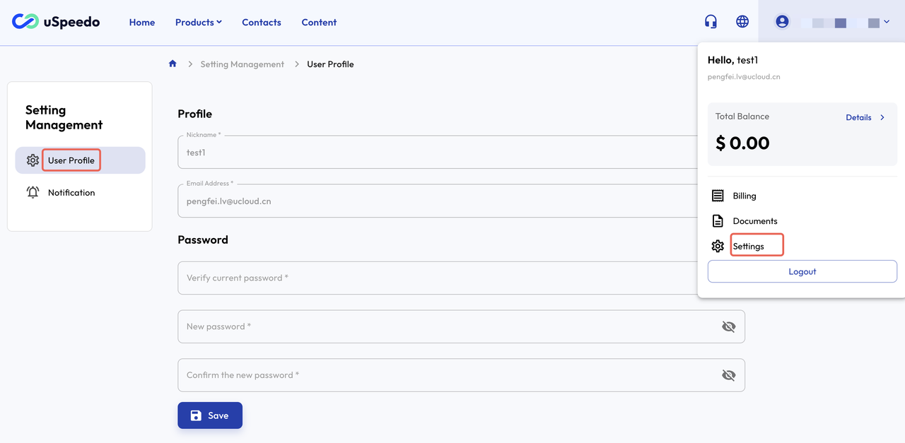 Reset Password in System